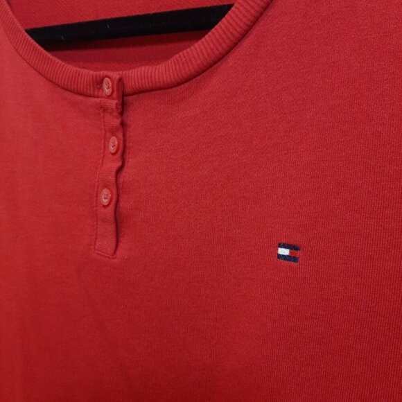 3/$20 Tommy Hilfiger Sleepwear Henley Top Long Sleeve Pajama Primary Red Slouchy - Picture 3 of 8